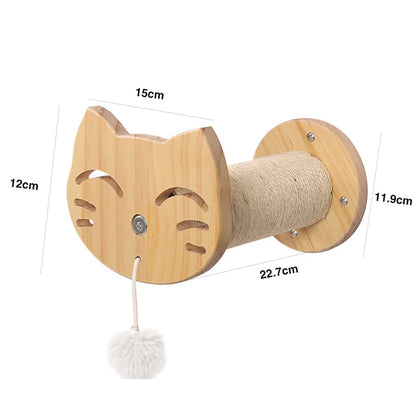 Wandmontiertes Katzenklettergerüst aus Holz – mit Kratzbereich und Nest
