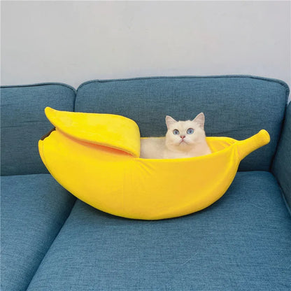 Plüsch-Katzenmann-Bananenvorm – Warmes Zuhause für Kat von Kleine Hunde