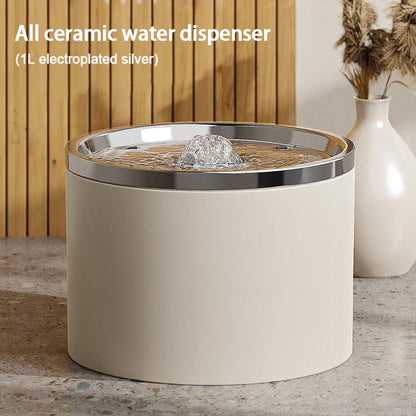 Keramik-Trinkbrunnen 1,5 l – Leise, USB, mit Aktivkohlefilter, Weiß