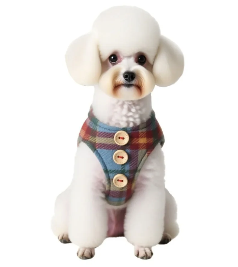 Britisches Karomuster – Verstellbares Hundegeschirr mit multifunktionaler Leine im britischen Stil