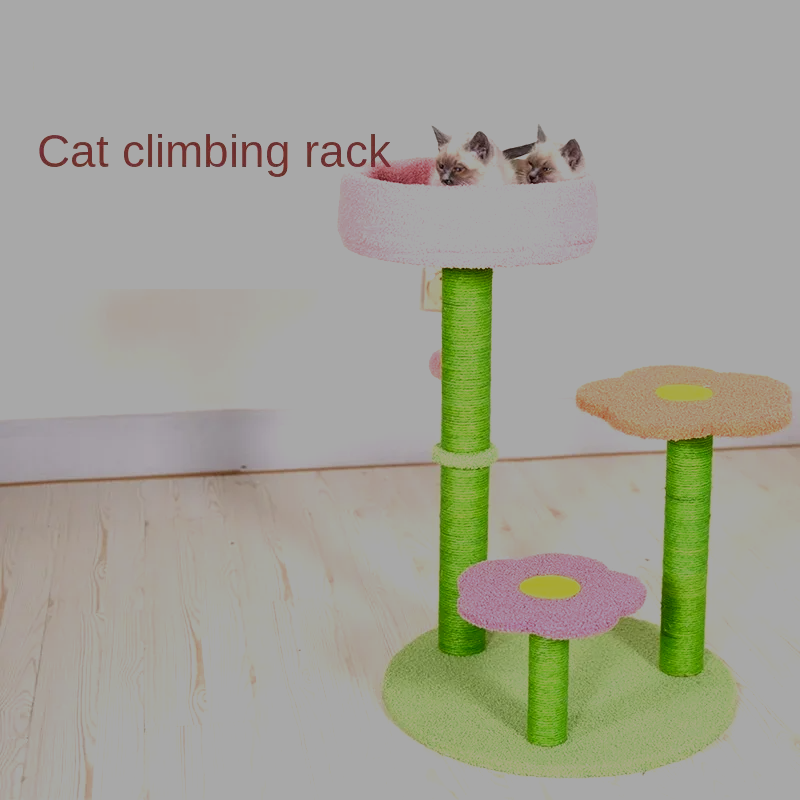 KlimPaws BloomNest Kratzbaum mit Sprungplattform und blütenförmigem Katzennest