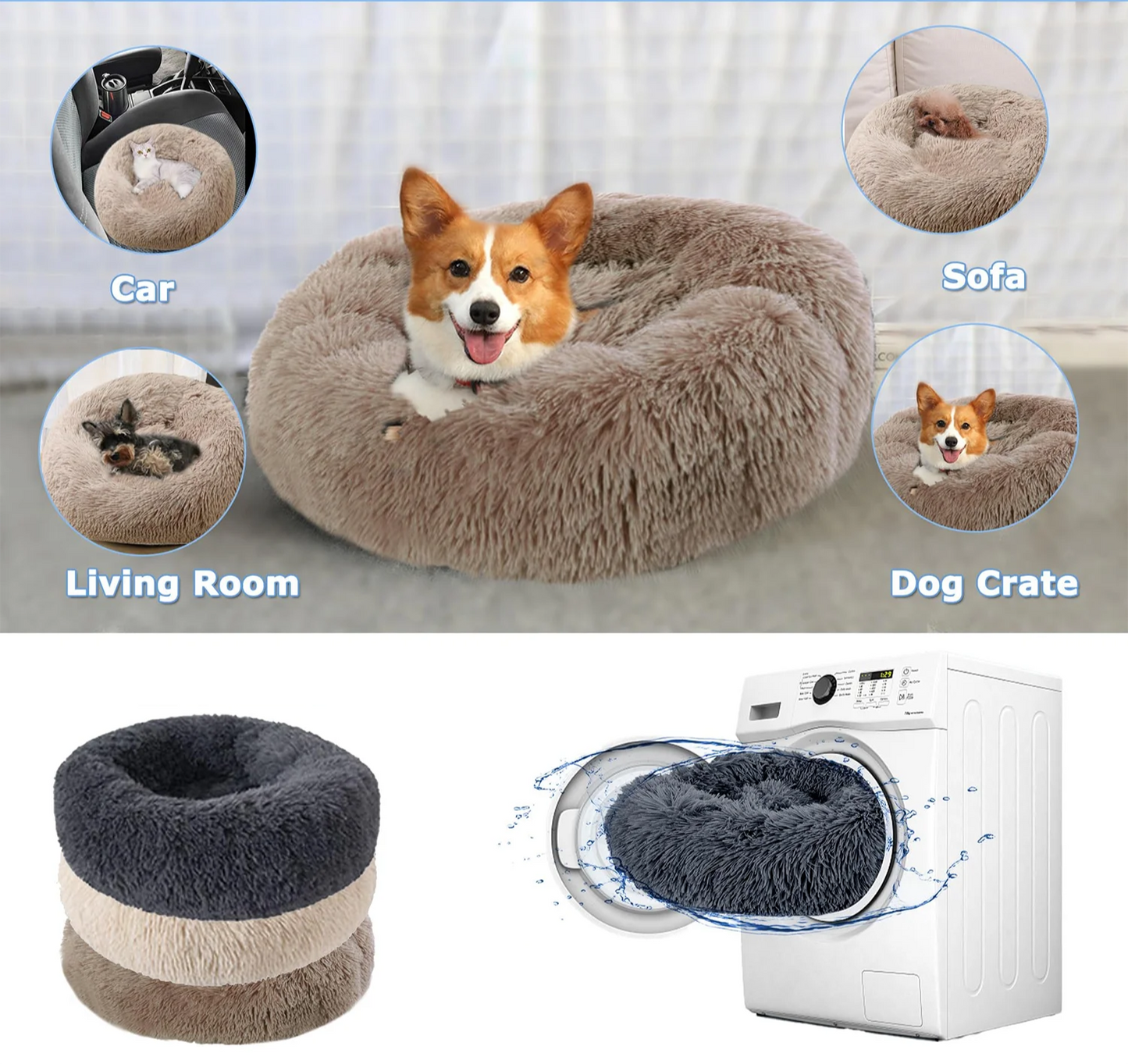 SnugNest Luxus-Rundbett für Haustiere