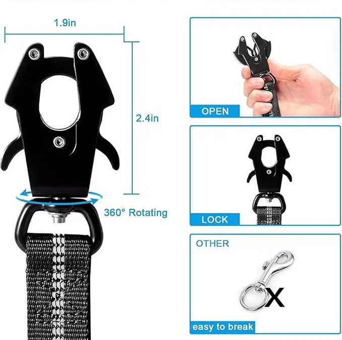 TATICRIP Reflektierende, stoßdämpfende Hundeleine mit Sicherheitsgurt – Für kräftige und aktive Hunde