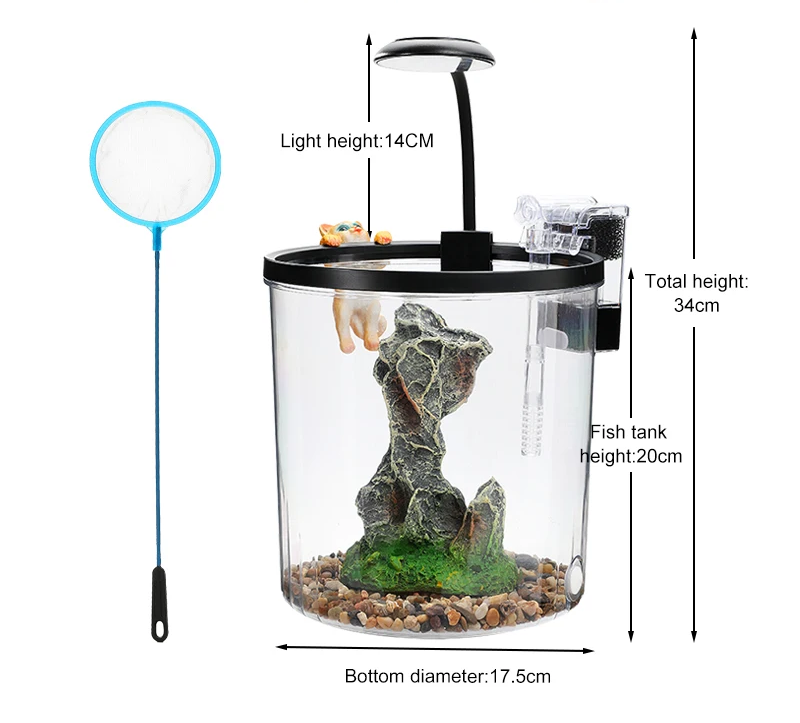 EcoFlow Kleines rundes Aquarium mit sauerstoffreichem Wasser
