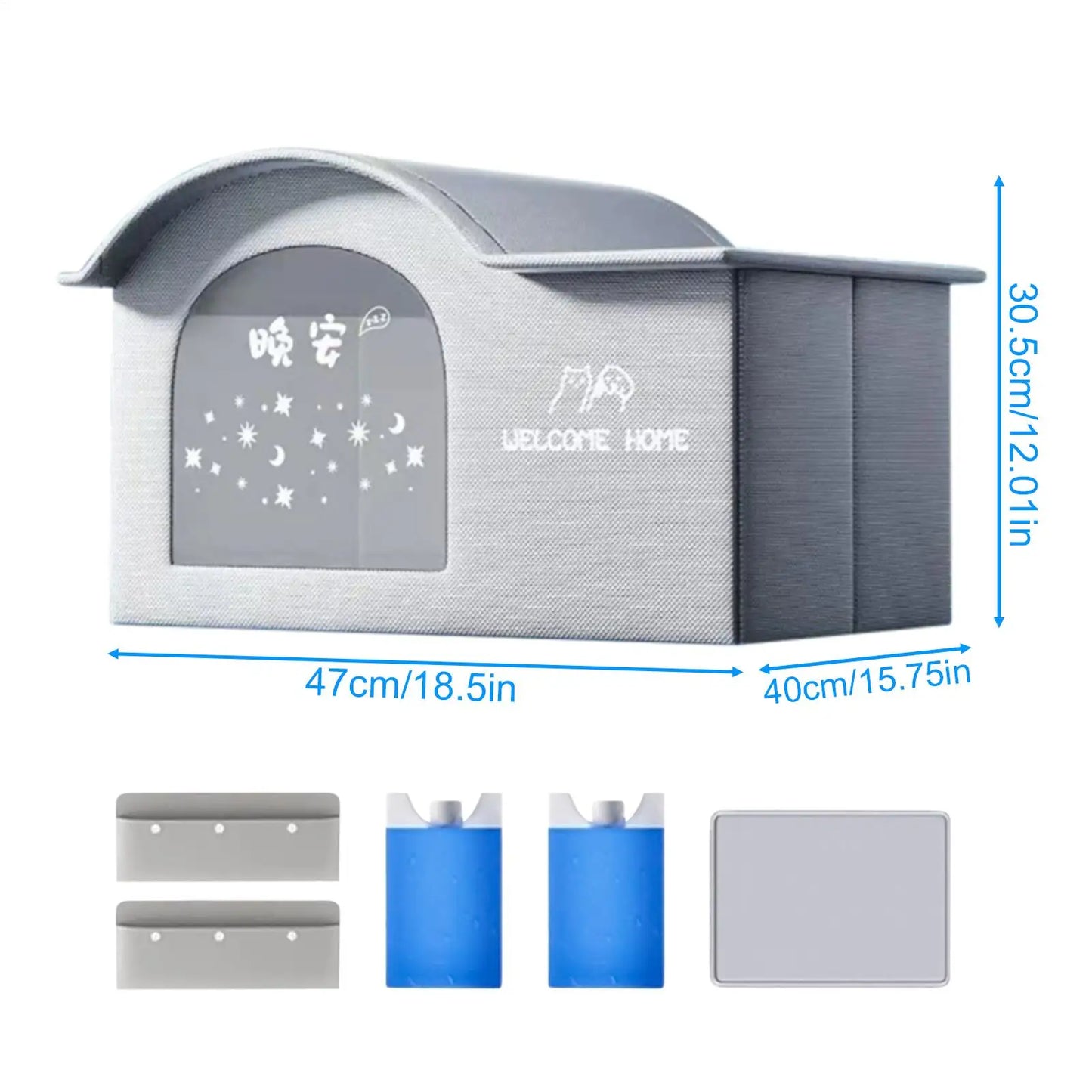 ThermaKool Faltbares, isolierendes Katzenhaus – 2-in-1: Kühlen & Wärmen mit Kühlakkus & Wendematratze