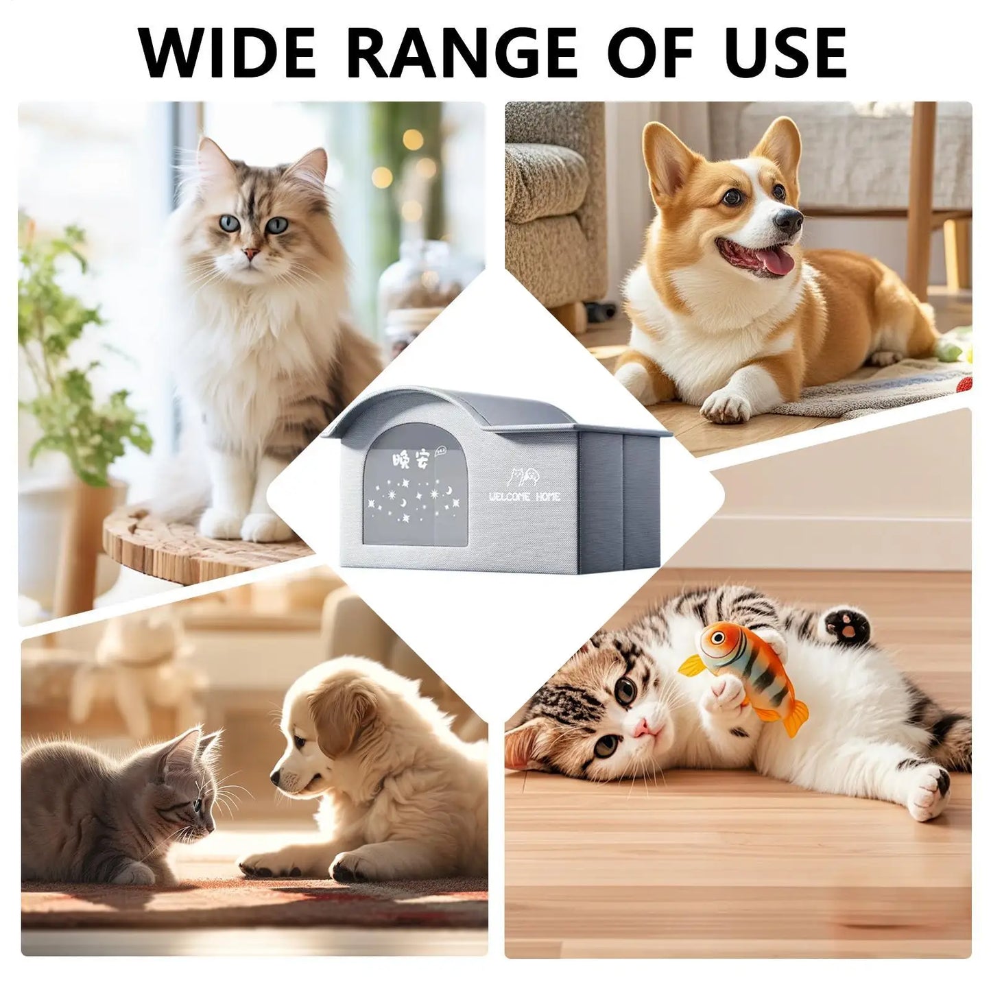 ThermaKool Faltbares, isolierendes Katzenhaus – 2-in-1: Kühlen & Wärmen mit Kühlakkus & Wendematratze