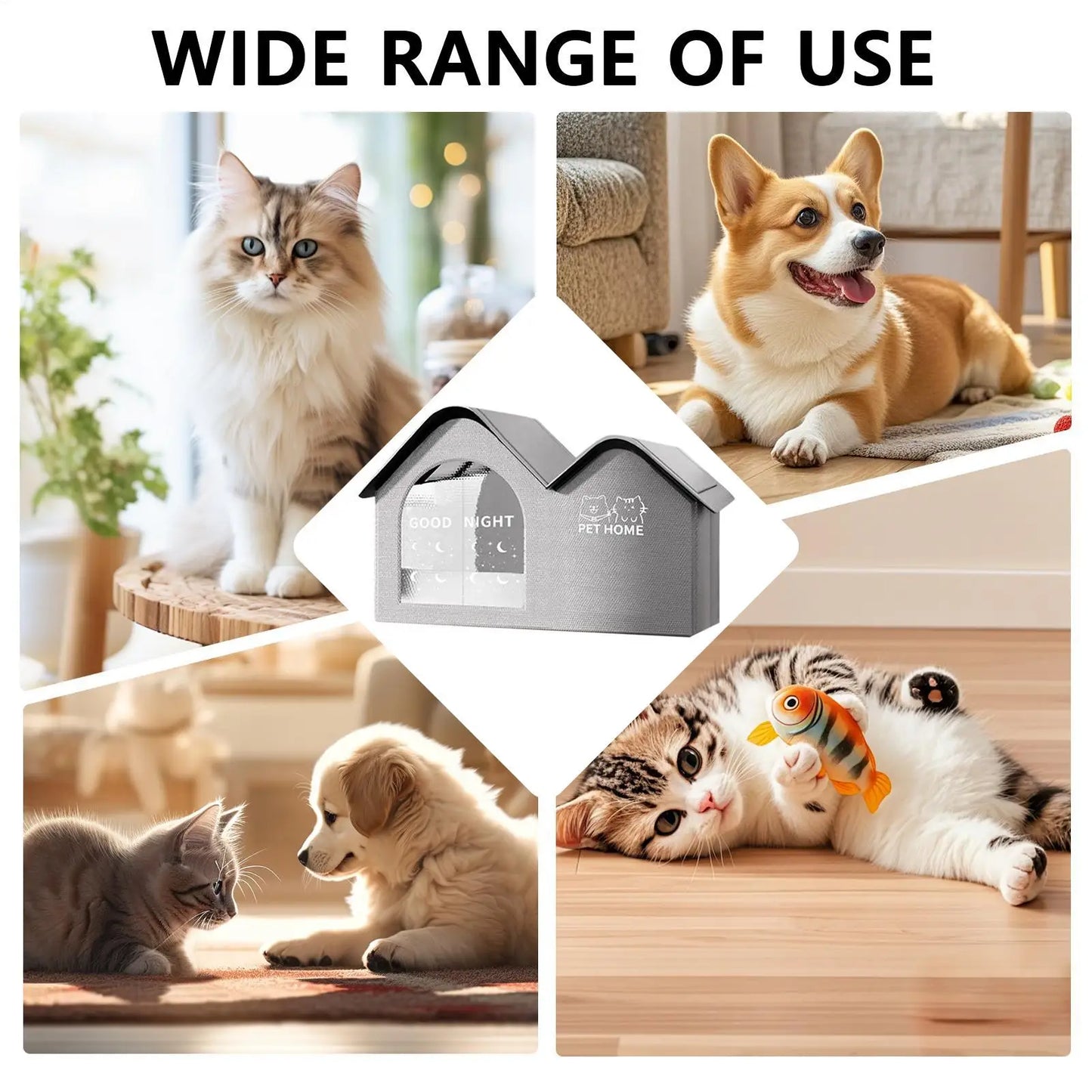 ThermaKool Faltbares, isolierendes Katzenhaus – 2-in-1: Kühlen & Wärmen mit Kühlakkus & Wendematratze