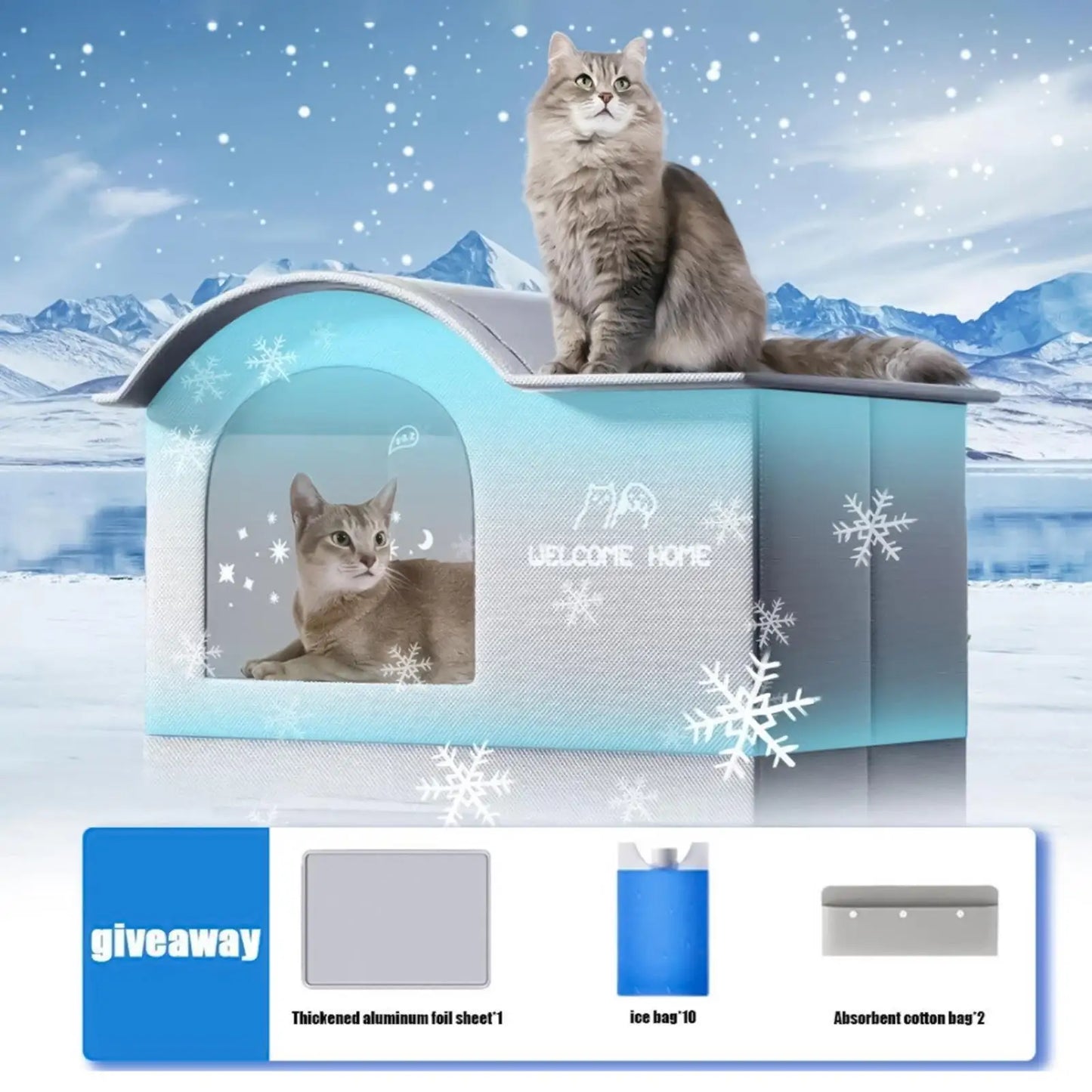 ThermaKool Faltbares, isolierendes Katzenhaus – 2-in-1: Kühlen & Wärmen mit Kühlakkus & Wendematratze