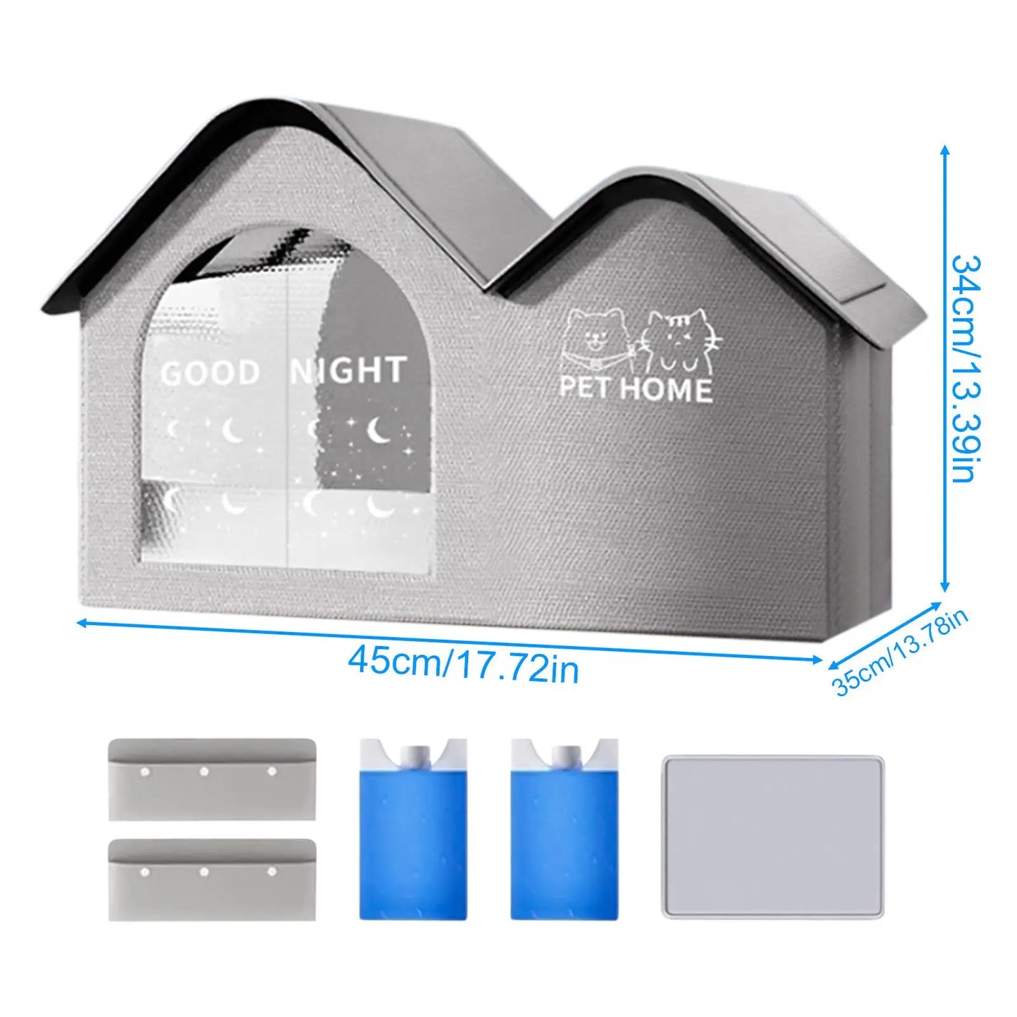 ThermaKool Faltbares, isolierendes Katzenhaus – 2-in-1: Kühlen & Wärmen mit Kühlakkus & Wendematratze